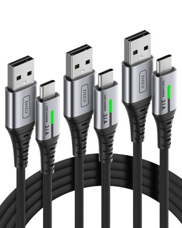 INIU D5C QC3.0 Fast Charging USB Type C Cable ( 1.6+6.6+6.6ft, 3-Pack)