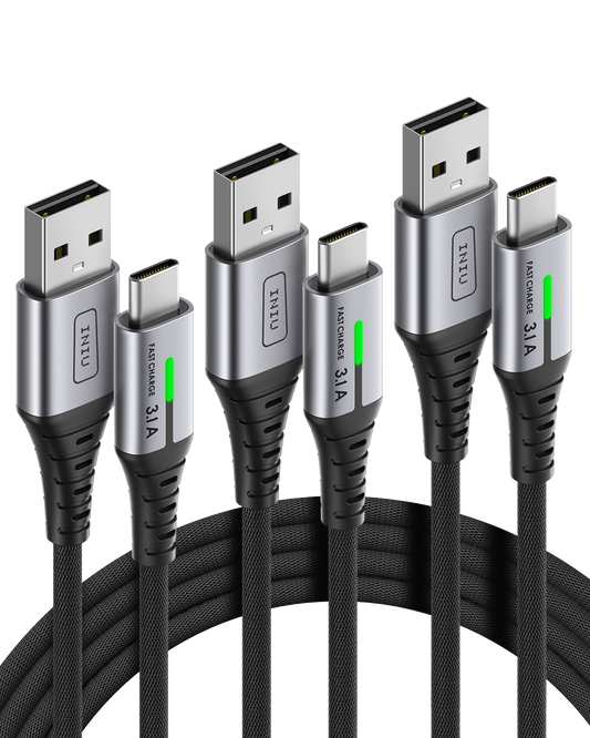 INIU D5C QC3.0 Fast Charging USB Type C Cable ( 1.6+6.6+6.6ft, 3-Pack)