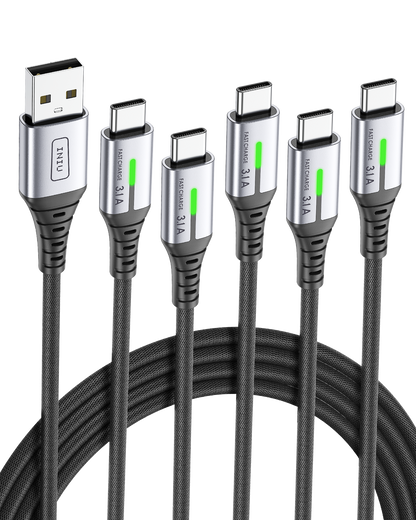 INIU 5-pack USB-C cables, 3.1A fast charge, nylon braided, Black Friday deals
