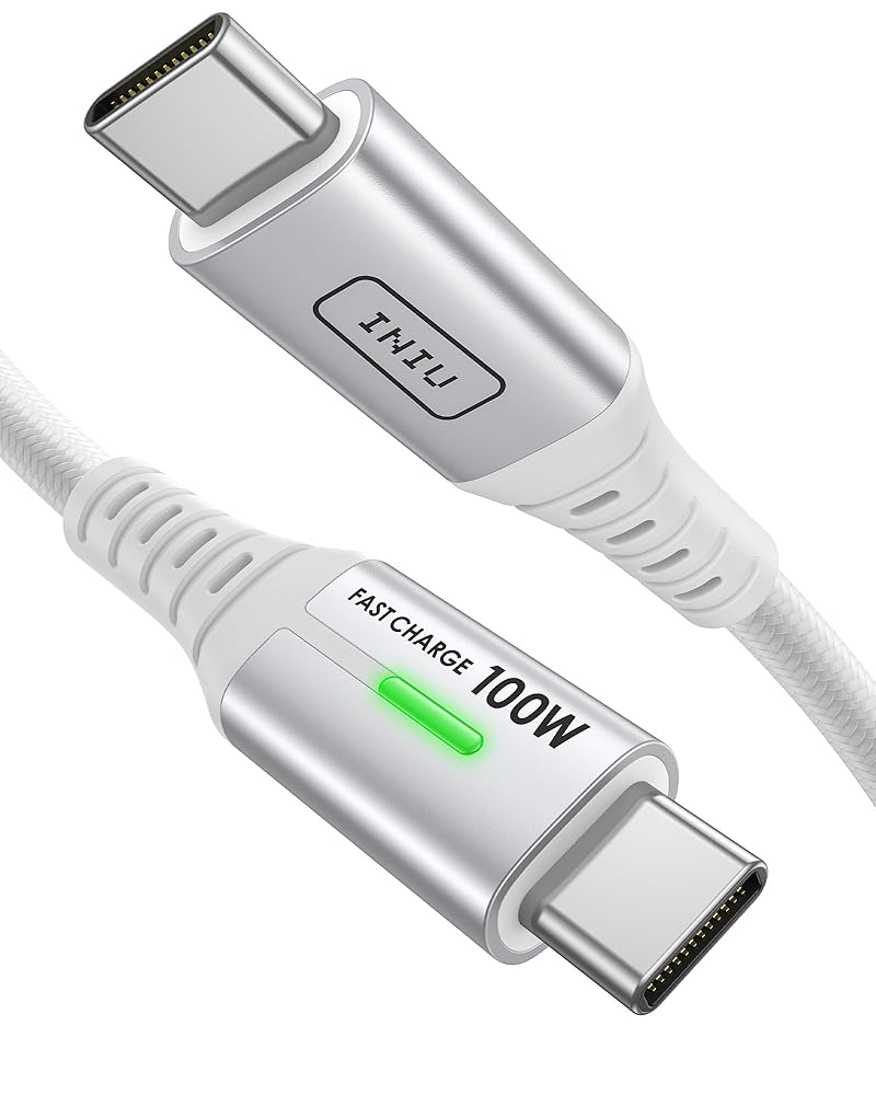 INIU D5CC 100W USB C Cable: Fast charging with braided design, USB-C connectors, 100W charging
