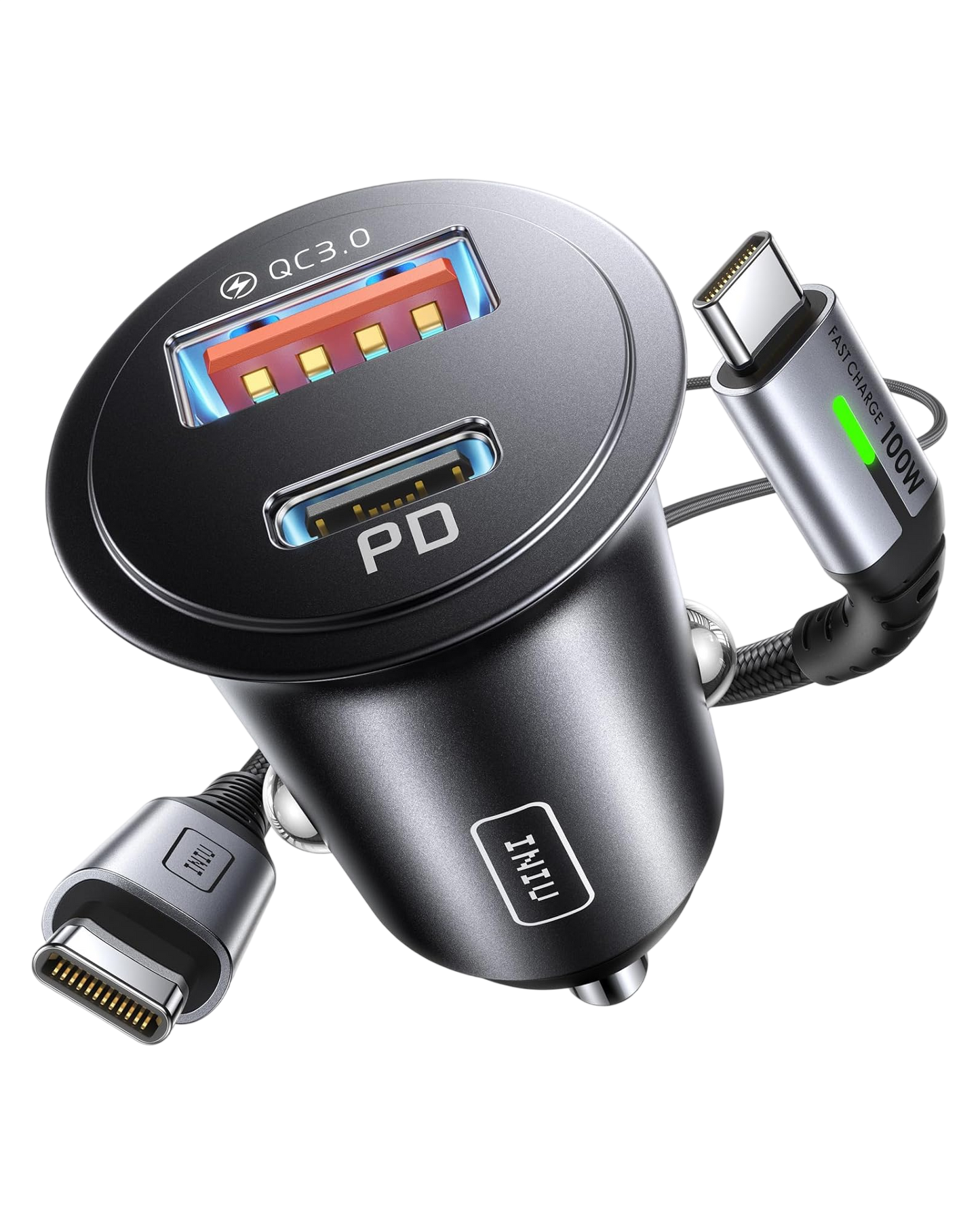 INIU 60W 2-Port Car Charger with 100W USB-C Cable