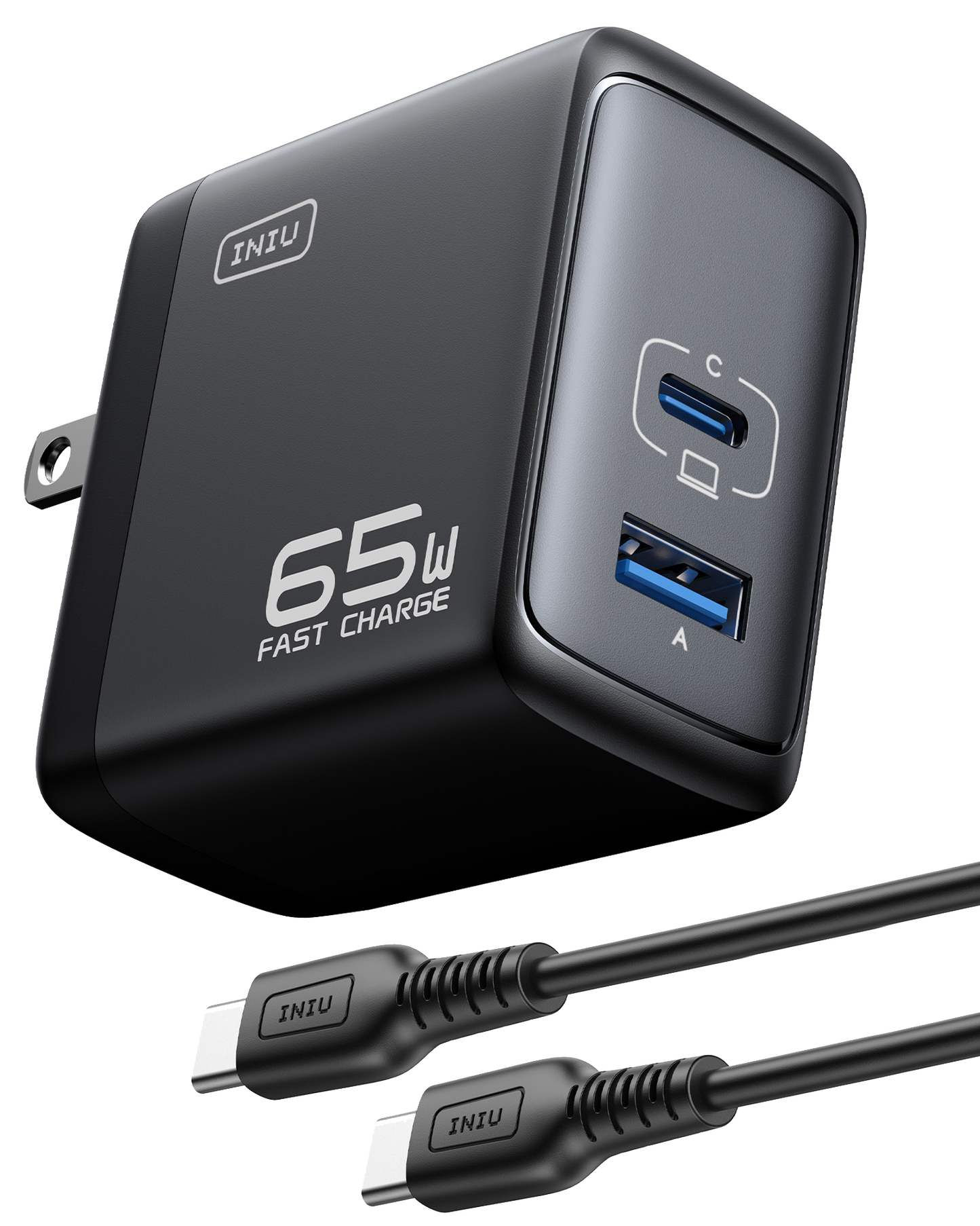 INIU I625 65W USB A+C Ports Wall Charger, GaN Material