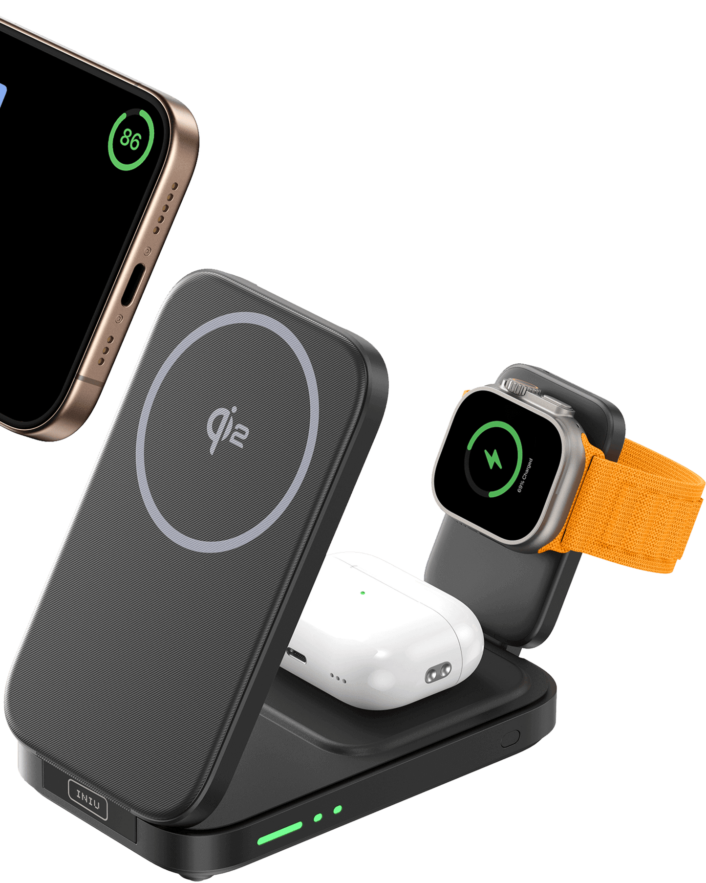 INIU SnapGo W31-E1: Wireless charger for iPhone, iWatch, AirPods. Qi2 technology.