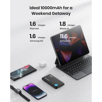 INIU B3 Portable Charger, 20W PD3.0 Fast Charging Slimmest 10000mAh Power Bank, Black
