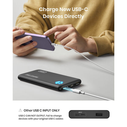 INIU B3 Portable Charger, 20W PD3.0 Fast Charging Slimmest 10000mAh Power Bank, Black