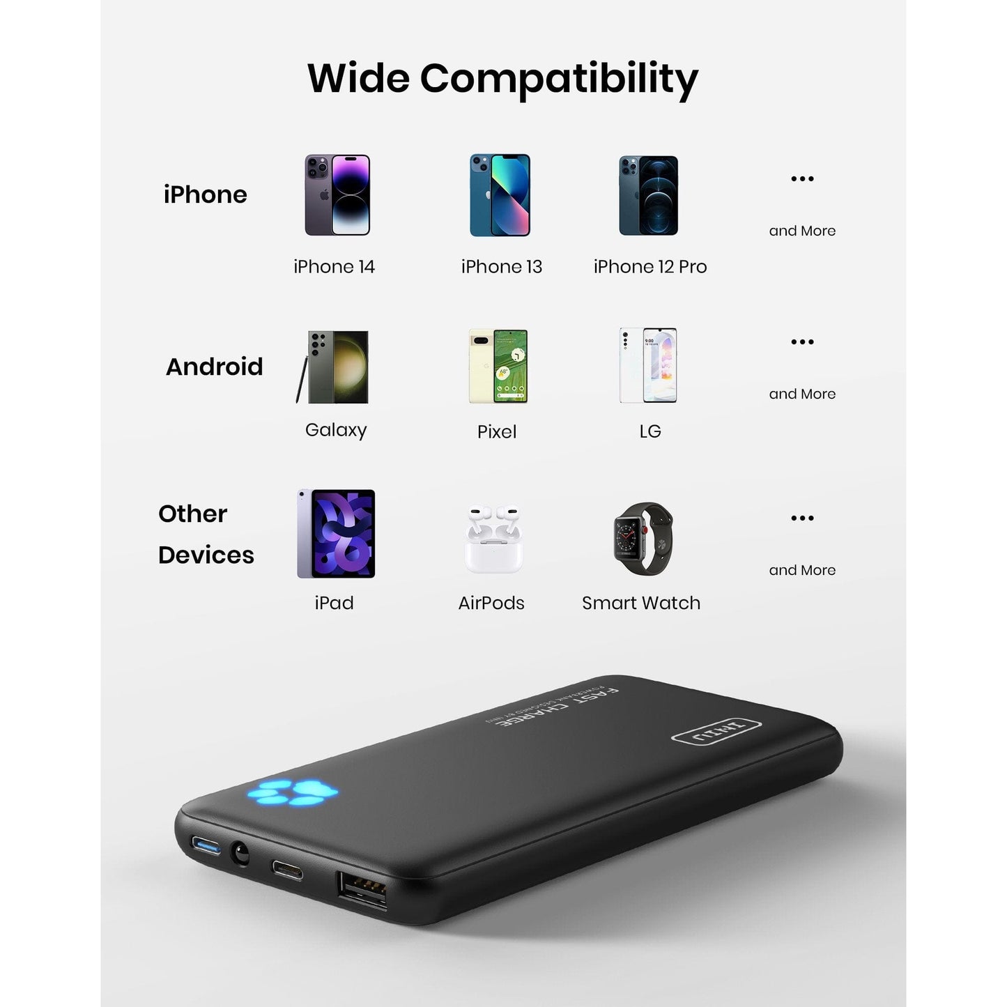 INIU B3 Portable Charger, 20W PD3.0 Fast Charging Slimmest 10000mAh Power Bank, Black