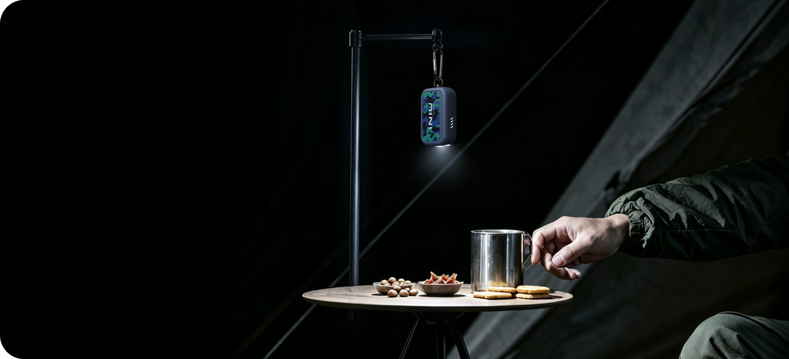 Rugged 10000 lighting a camping table